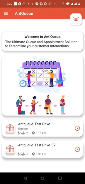 Mobile app main locations